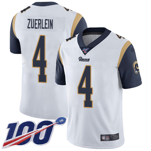 Los Angeles Rams Limited White Men Greg Zuerlein Road Jersey NFL Football #4 100th Season Vapor Untouchable->youth nfl jersey->Youth Jersey